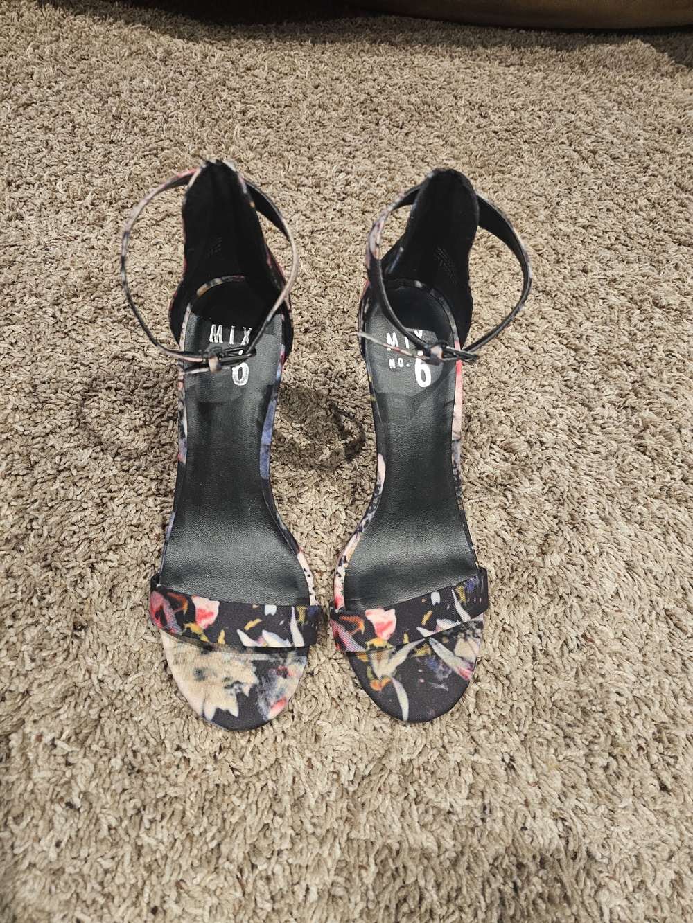 Mix No. 6 Women's Floral Ankle-Strap Heeled Sandals - Black Floral